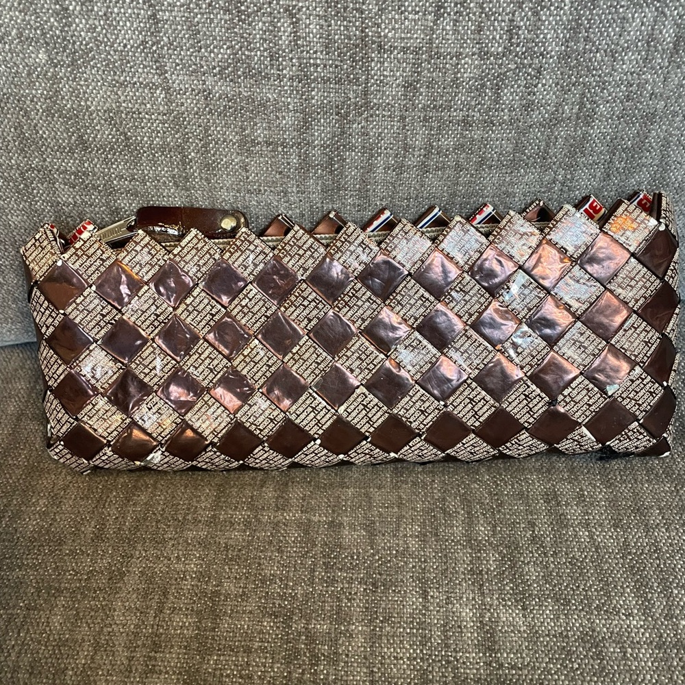 Nahui Ollin woven wallet made from upcycled candy wrappers